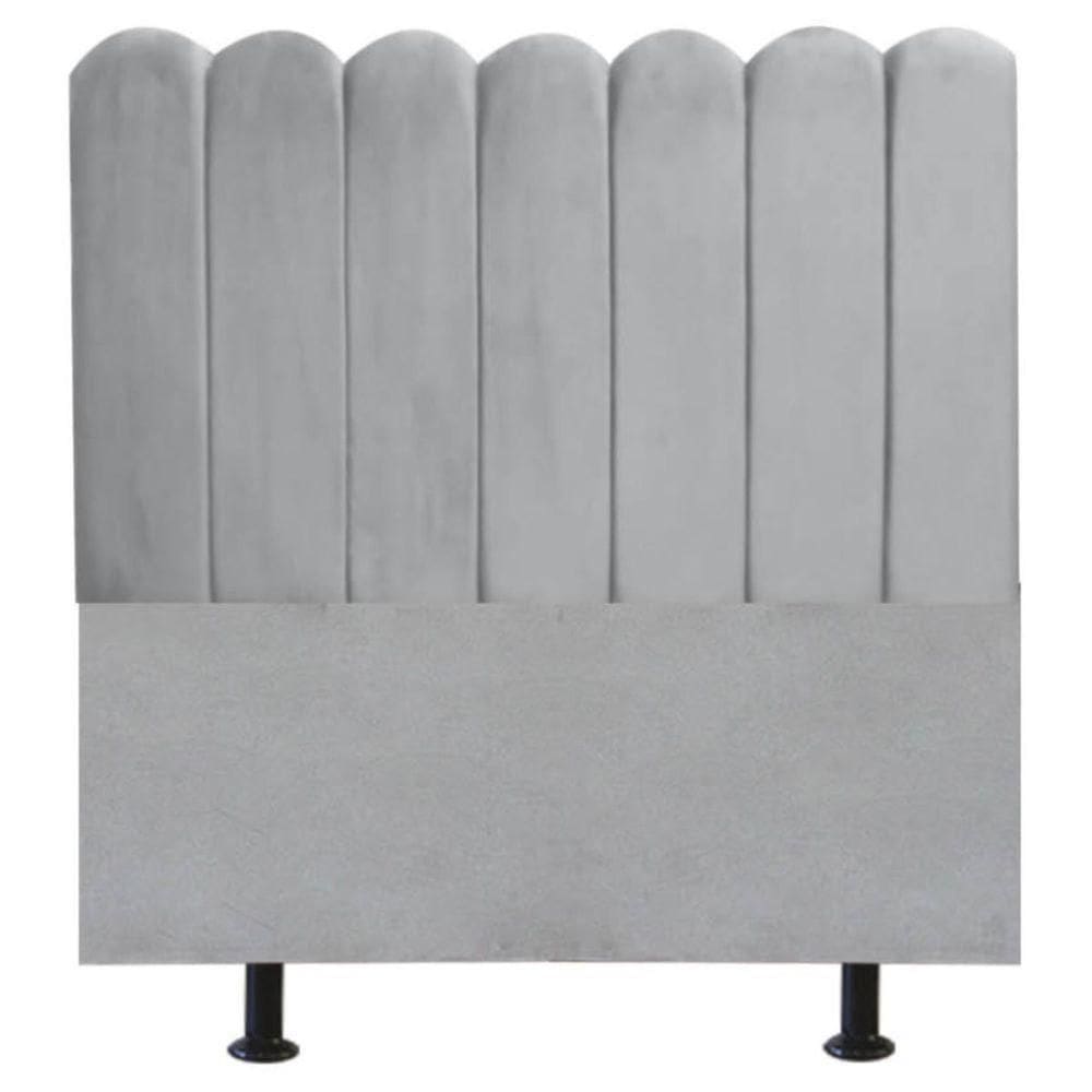 Cabeceira Nuvem Cama Solteiro 90 Cm Alanis Suede Cinza Claro