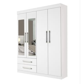 Guarda Roupa Solteiro 4 Portas 2 Gavetas E 2 Espelhos Madri Minastex