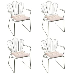 Conjunto com 4 Cadeiras para Sala de Estar Vegas Verde Oliva/Bege