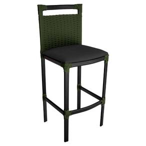 Banqueta Alta Vigor Em Alumínio E Corda Náutica Verde Verde Com Preto