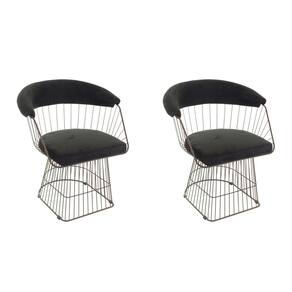 Conjunto com 2 Cadeiras para Sala de Estar Wp Aço Corten/Preto