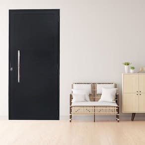 Kit com 2 Portas Lambril de Alumínio 210 X 80cm com Puxador Linha Veneza Lado Esquerdo Preto