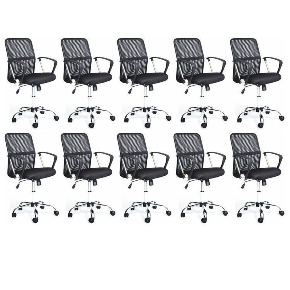 Kit 10 Cadeiras de Escritório Diretor Comfort Preto