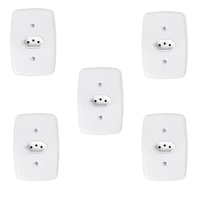 Conjunto com 5 Tomadas 2p+t 20A 250v com Placa 4x2 Branco