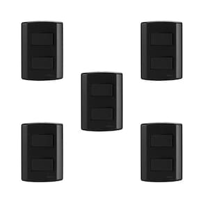 Conjunto de 5 Interruptores de 2 Teclas Simples, Modular, com Placa 4x2 e Suporte Preto