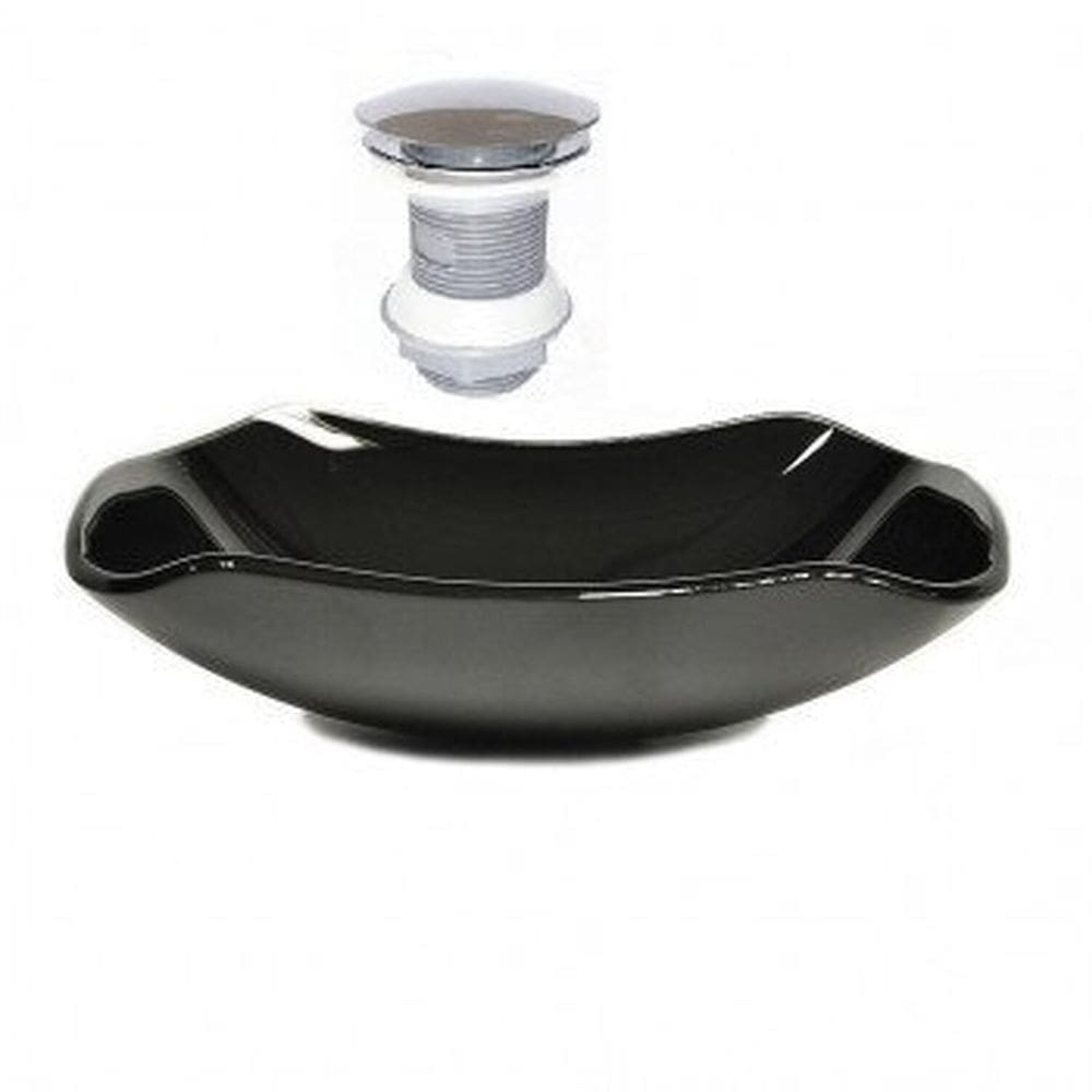 Cuba de Vidro Abaulada 45cm com Válvula Click Preto