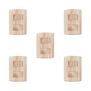 Conjunto de 5 Interruptores de 2 Teclas Simples, Modular, com Placa 4x2 e Suporte Bege