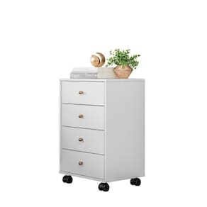 Mesa De Cabeceira Com Rodízios 4 Gavetas Presence Demóbile Branco Branco