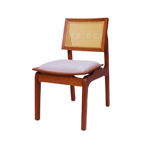 Conjunto Com 4 Cadeiras em Madeira Maciça Tauari E Rattan Com Assento Estofado Daren Living Outdoor Imbuia/Cru