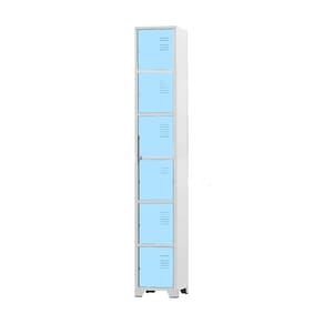 Armário Roupeiro De Aço 6 Portas Para Vestiário Academia Locker Azul Claro com Chave