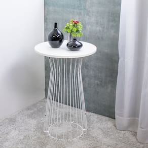 Mesa Lateral Decorativa Cônica 49x75cm Branco Fosco/Branco