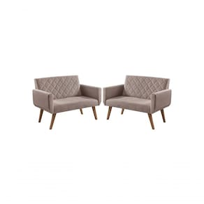 Kit 2 Poltronas 2 Lugares Braço Anabelle Unidecor Cappuccino