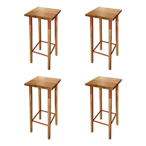 Kit 4 Banquetas Bistro Industrial Colors Ferro E Madeira Maciça - Cobre Marrom