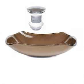 Cuba de Vidro Abaulada 45cm com Válvula Click Marrom