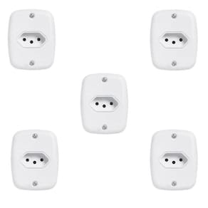 Conjunto com 5 Tomadas 2p+t 20A 250v, com Placa de Sobrepor Branco
