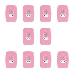 Conjunto de 10 Interruptores de 2 Teclas Simples e Tomada 2p+t 20A , com Placa 4x2 Rosa