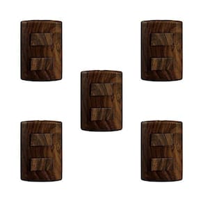 Conjunto 5 Interruptores de 2 Teclas Simples, Modular, com Placa 4x2 e Suporte Marrom