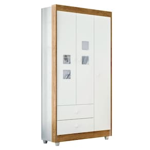 Guarda Roupa Roupeiro Infantil Life 3 Portas 2 Gavetas Tigus Baby Branco Madeirado Ypê