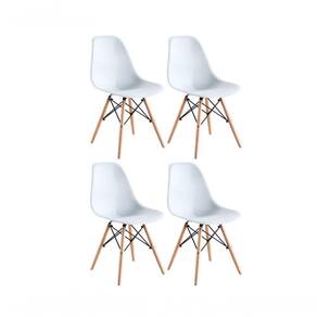 Kit 04 Cadeiras Eames Charles Eiffel - Branco Branco