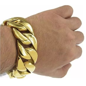 Pulseira Masculina Macica 31mm Banhada a Ouro 18K Bonita