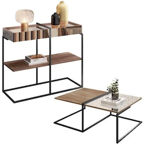 Aparador Com Mesa De Centro Espelhada Industrial