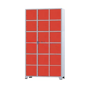 Armário Roupeiro De Aço 18 Portas Para Vestiário Academia Locker Vermelho com Chave