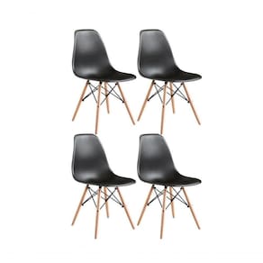 Kit 04 Cadeiras Eames Charles Eiffel - Black Black