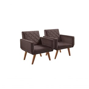 Kit 2 Poltronas 1 Lugar Braço Anabelle Unidecor Marrom