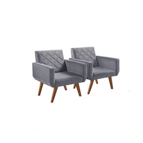 Kit 2 Poltronas 1 Lugar Braço Anabelle Unidecor Cinza