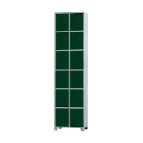 Armário Roupeiro De Aço 12 Portas Para Vestiário Academia Locker Verde Escuro com Chave