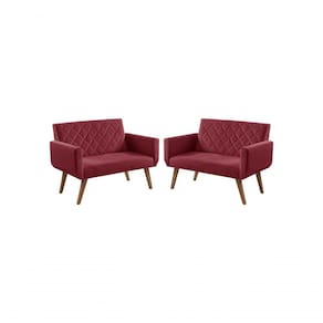 Kit 2 Poltronas 2 Lugares Braço Anabelle Unidecor Bordô