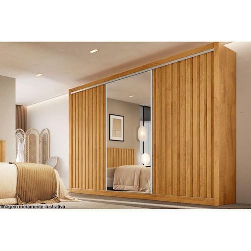 imagem-Guarda Roupa Casal York C-6 Gavetas E 3 Portas De Correr Ripada Peroba - Europa - Blush