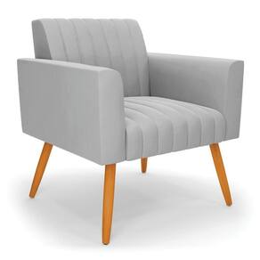 Poltrona Viena Gomada Suede Pés Palito Castanho - D`rossi Cor Cinza
