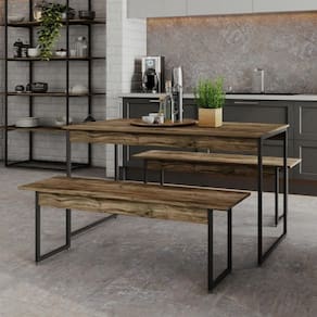 Mesa De Jantar Tub C-02 Bancos Carvalho Dark - Est.preta Carvalho Dark - Est.preta