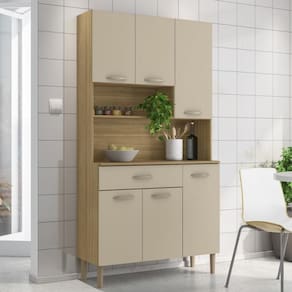 Armário De Cozinha Compacta 6 Portas 1 Gaveta Apolo - Freijó-vanilla