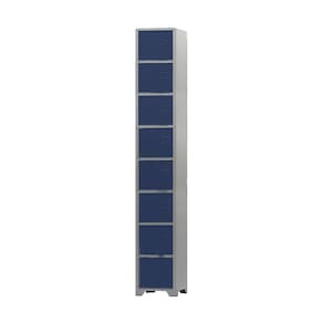 Armário Roupeiro De Aço 8 Portas Para Vestiário Academia Locker Azul Marinho com Chave