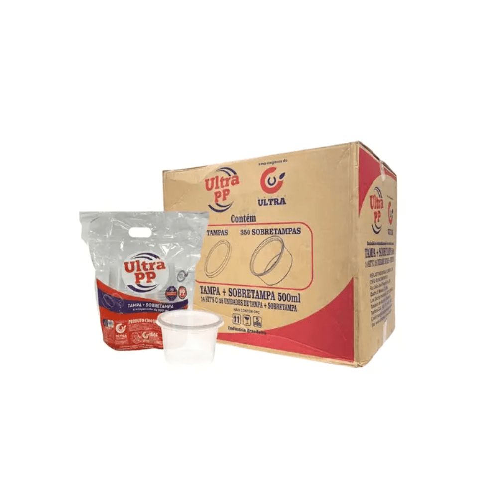 Pote Com Tampa 500ml Ultra Transparente PP 12x25