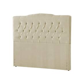 Cabeceira Estofada Cama Box Casal Queen Capitonê Camburiu 160Cm Veludo Bege
