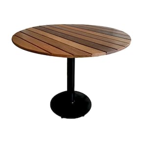 Mesa Redonda Industrial Para Area Externa 90x90 Marrom
