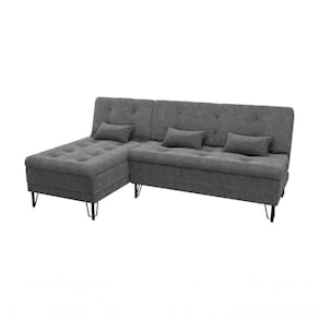 Sofá Cama Com Chaise 3 Lugares 2,00 Mts Nice Matrix Chumbo