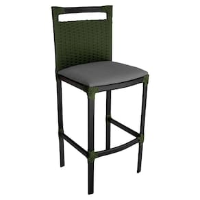 Banqueta Alta Vigor Em Alumínio E Corda Náutica Verde Verde Com Cinza