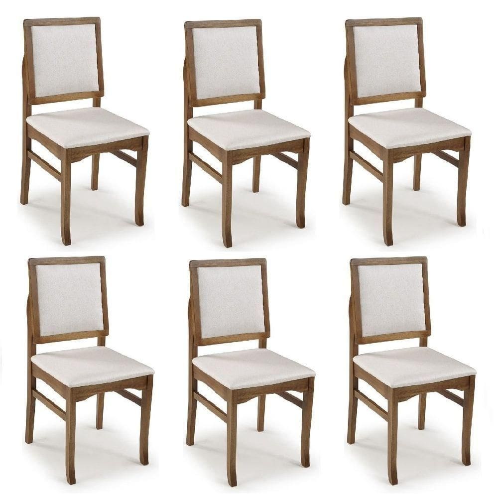 Combo 6 Cadeiras Estofadas Bella Castanho