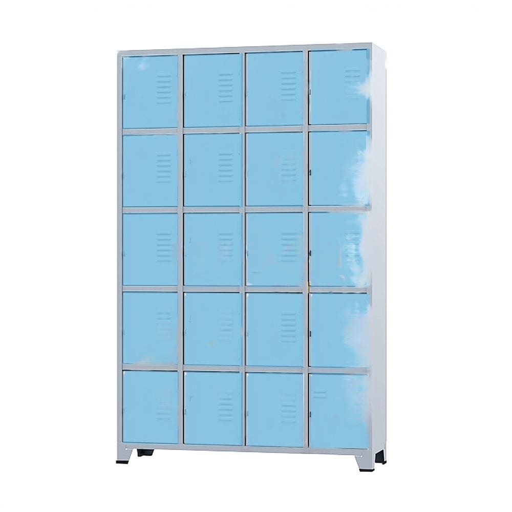 Armário Roupeiro De Aço Para Vestiário 20 Portas Locker Azul Claro com Chave