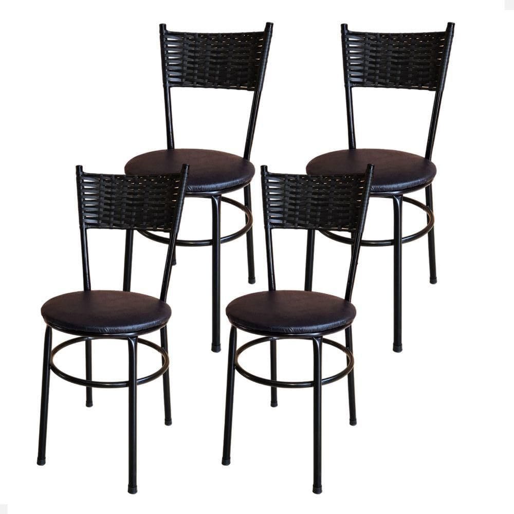 Conjunto 4 Cadeiras Para Cozinha Viena Cor:preto