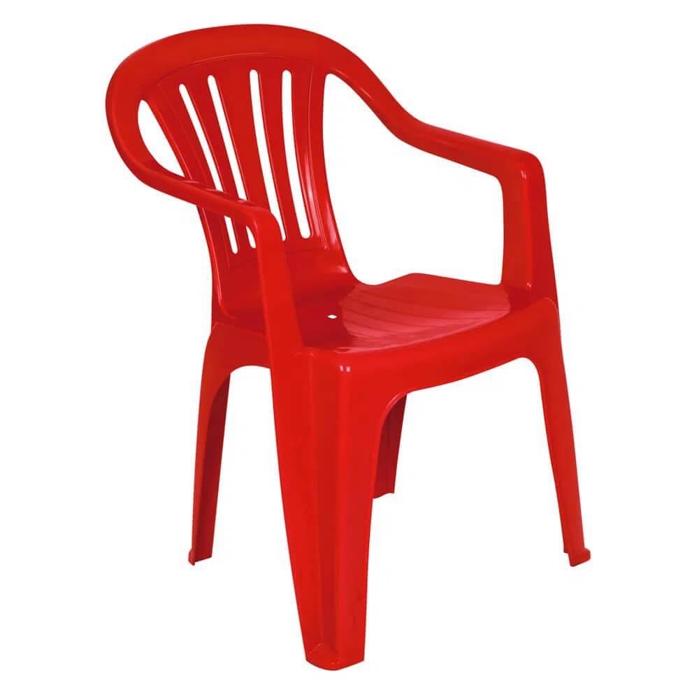 Kit Com 4 Cadeira De Plástico Bela Vista - Vermelha - Com Braço - Mor