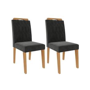 Cadeira Sala De Jantar Paola Kit 2 Un Nature-suede Chumbo - Cimol