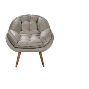 Poltrona Decorativa Califórnia Em Tecido Suede Pés Madeira