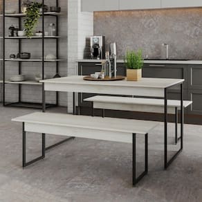 Mesa De Jantar Tub C-02 Bancos Snow - Est.preta Snow - Est.preta