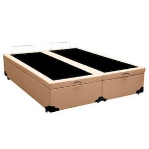 Cama Box Baú Casal Bipartido Sintético Sereneprime Bege 138x188x44