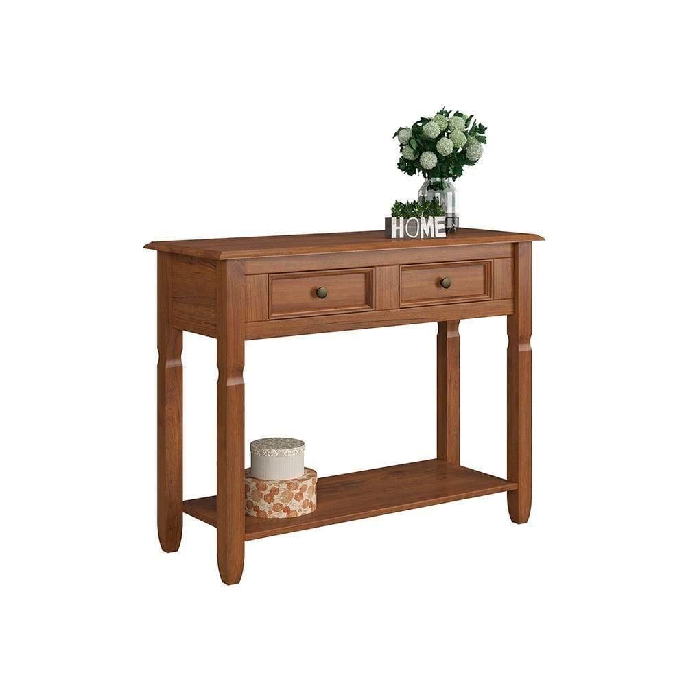 Aparador Madeira Maciça 2 Gavetas Amêndoa